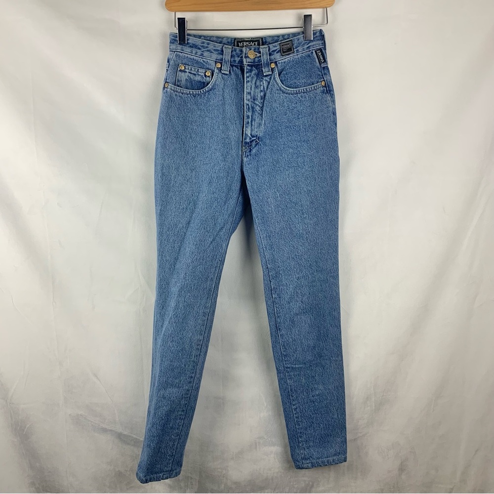 VERSACE JEANS COUTURE‎ Vintage 90s Light Wash High Rise Straight Leg Jeans Sz 26